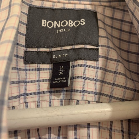 Two Bonobos Men’s Dress Shirts Slim Fit Patterned Size 16/16.5, 34 - Picture 2 of 7